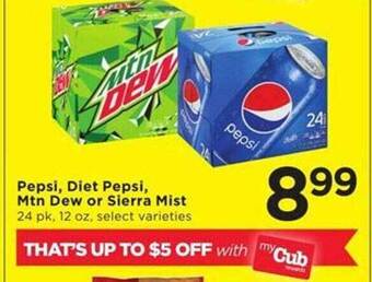 Cub Foods Pepsi, diet pepsi, mtn dew or sierra mist offer