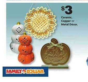 Family Dollar Ceramic copper or metal décor offer