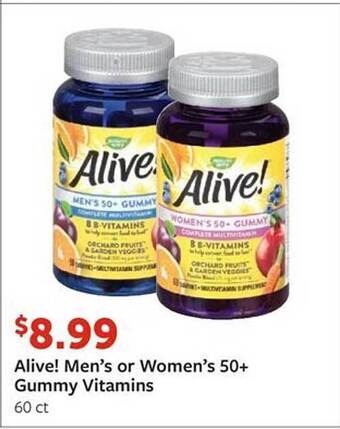 Fareway Alive! men's or women's 50+ gummy vitamins offer