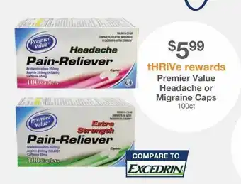 Kinney Drugs Premier value headache or migraine caps offer