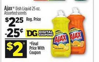 Dollar General Ajax dish liquid offer