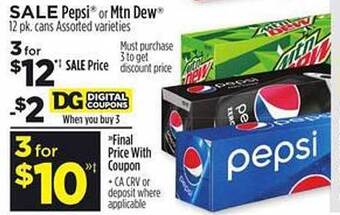 Dollar General Pepsi or mtn dew offer
