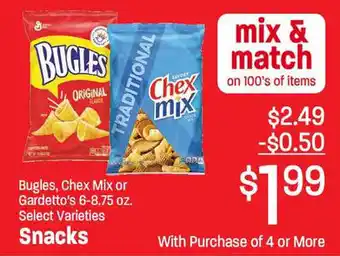 Snacks Bugles, Chex Mix or Gardetto's 6-8.75 oz.