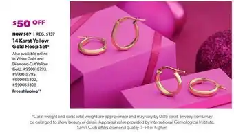 Sam's Club 14 karat yellow gold hoop set± offer