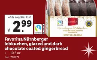 Lidl Favorina nürnberger lebkuchen, glazed and dark chocolate coated gingerbread offer