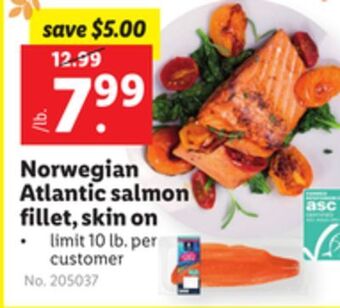Lidl Norwegian atlantic salmon fillet, skin on offer