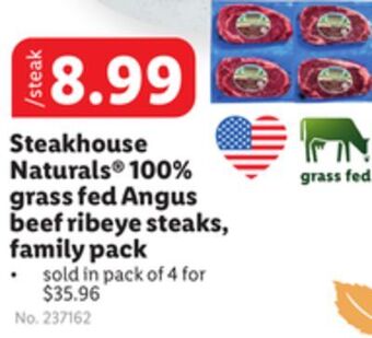 Lidl Steakhouse naturals® 100% grass fed angus beef ribeye steaks, family pack offer