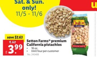 Lidl Setton farms® premium california pistachios offer