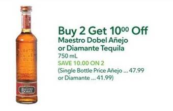 Publix Maestro dobel añejo or diamante tequila offer