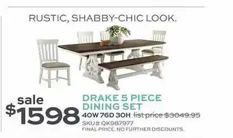 Slumberland Furniture Drake 5 piece dining set offer