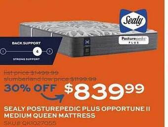 Slumberland Furniture Sealy posturepedic plus opportune ii medium queen mattress offer