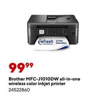 Staples Brother mfc-j1010dw all-in-one wireless color inkjet printer offer