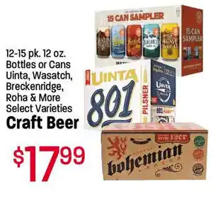 Craft Beer 12-15 pk. 12 oz.