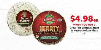 Fareway Brew Pub Lotzza Motzza & Hearty Artisan Pizza offer