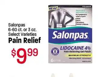 Pain Relief Salonpas 6-60 ct. or 3 oz.