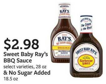 Fareway Sweet Baby Ray's Bbq Sauce & No Sugar Added offer
