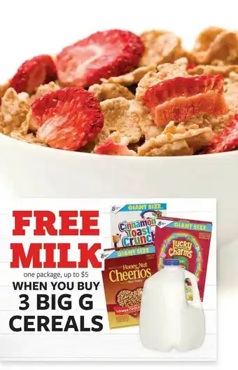 Fareway Free Milk When You Buy 3 Big G Cereals offer