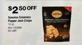 Costco Sonoma creamery pepper jack crisps offer