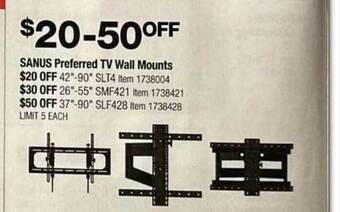 Costco Sanus preferred tv wall mounts offer