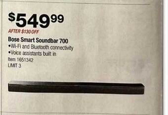 Costco Bose smart soundbar 700 offer