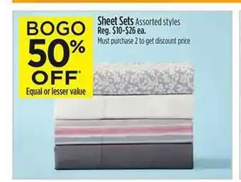 Dollar General Sheet sets assorted styles offer