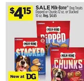 Dollar General Milk-bone dog treats dipped or chunks or stacked offer