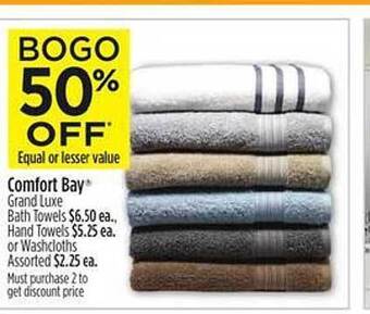 Dollar General Comfort bay grand luxe bath towels offer