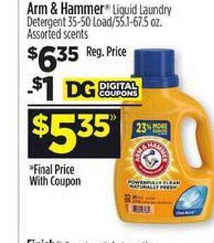 Dollar General Arm & hammer liquid laundry detergent offer
