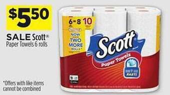 Dollar General Scott paper towels 6 rolls offer