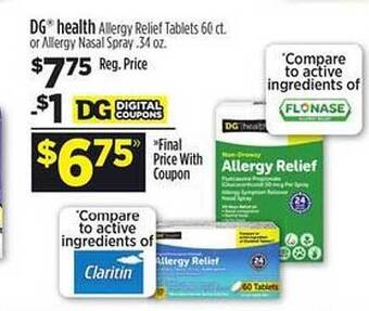 Dollar General Dg health allergy relief tablets offer