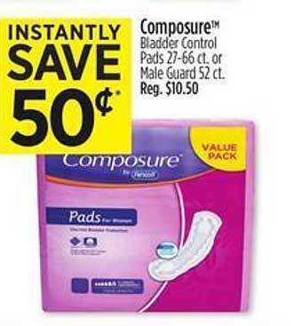Dollar General Composure bladder control pads or male guard offer