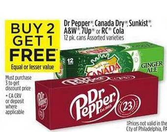 Dollar General Dr pepper, canada dry, sunkist, a&w, 7up or rc cola offer