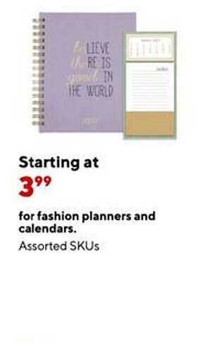 Staples Fashion planners and calendars offer