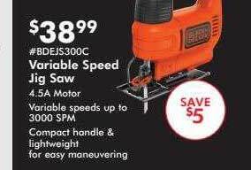 Valu Home Centers Black+decker variable speed jig saw offer