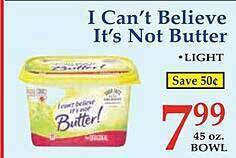 Market Basket I can't believe it's not butter offer
