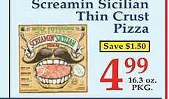 Market Basket Screamin sicilian thin crust pizza offer