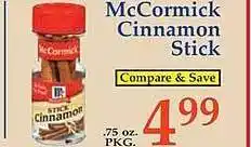 Market Basket Mccormick cinnamon stick offer