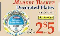Market Basket Market basket decorated plates offer