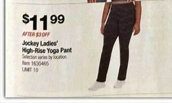 Costco Jockey ladies' high-rise yoga pant offer