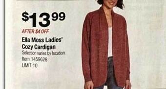 Costco Ella moss ladies' cozy cardigan offer