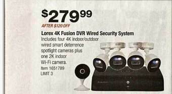 Costco Lorex 4k fusion dvr wired security system offer