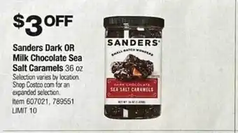 Costco Sanders dark or milk chocolate sea salt caramels offer