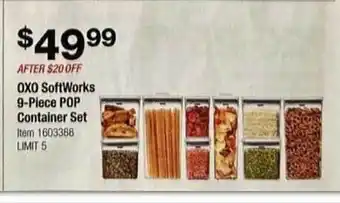 Costco Oxo softworks 9-piece pop container set offer