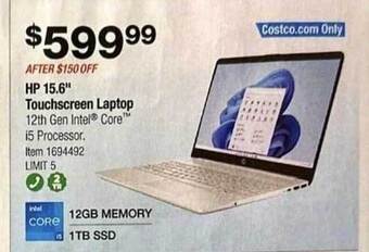 Costco Hp 15.6 offer