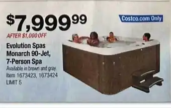 Costco Evolution spas monarch 90-jet, 7-person spa offer
