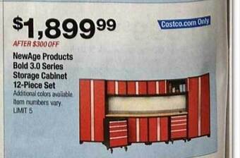 Costco Newage products bold 3.0 series storage cabinet 12-piece set offer