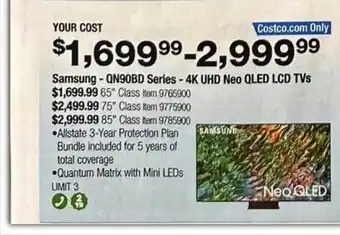 Costco Samsung - qn90bd series - 4k uhd neo qled lcd tvs offer