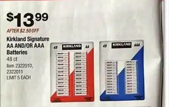 Costco Kirkland signature aa or aaa batteries offer
