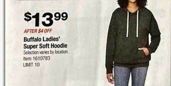 Costco Buffalo ladies' super soft hoodie offer