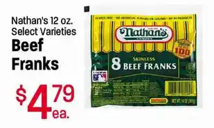Beef Franks Nathan's 12 oz.